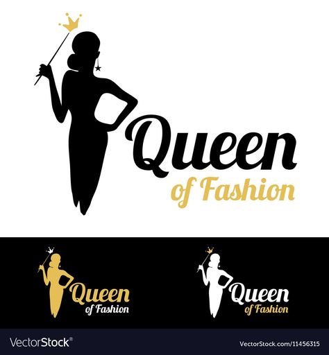 Fashion Queen, Golden Crown, Best Dresses, Vector Template, Fashion Logo Design, Woman Silhouette, Fashion Logo, Queen Elizabeth Ii, Design Vector