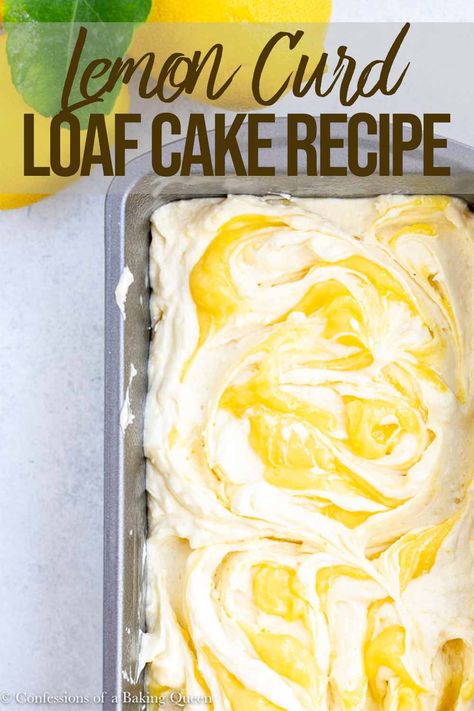 Lemon Curd Loaf Cake is the perfect afternoon treat. Serve with a cup of tea, you just cant beat lemon cake. This lemon cake is swirled with lemon curd all throughout for an extra tangy sweet dessert! Use homemade or store-bought lemon curd! #lemoncurdrecipes #lemoncake #lemonloaf #lemonbread Best Lemon Curd, Lemon Loaf Cake Recipe, Lemon Curd Dessert, Lemon Curd Cake, Lemon Loaf Cake, Loaf Cake Recipes, Tiramisu Dessert, Lemon Curd Recipe, Lemon Curd Filling