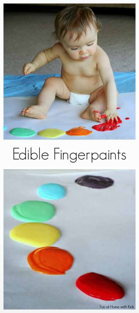 Scented Edible No-Cook Fingerpaint Recipe for Babies and Toddlers from Fun at Home with Kids Fingerpaint Recipe, Home With Kids, Baby Sitting, Edible Paint, Baby Tips, Toddler Fun, Baby Time, Finger Painting, Baby Crafts