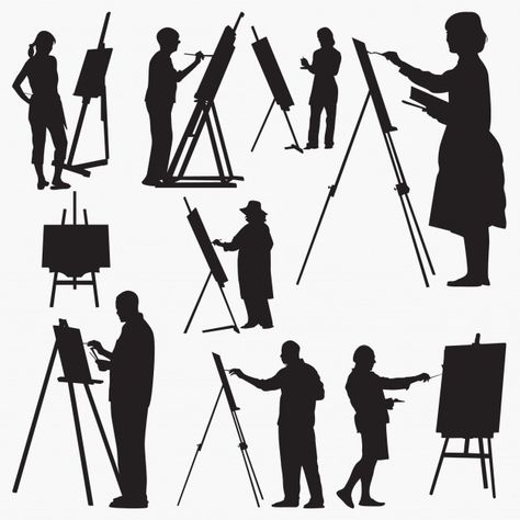 Artist Silhouette, Silhouette Figures, Painting Silhouette, Silhouette Architecture, Silhouette Artist, People Silhouette, Render People, Person Silhouette, Human Painting