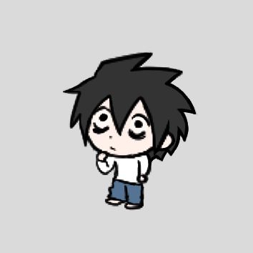 L Lawliet Chibi, L Chibi, L Pfp, L Drawing, L Sticker, L Icon, Note Doodles, L Lawliet, Cool Sketches