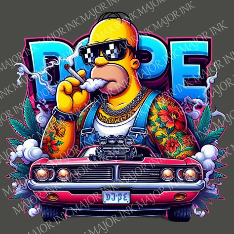 Dope 18 Homer Restaurant Murals, Fast And Furious Birthday, Graffiti Pieces, Hiphop Graffiti, Dope Cartoons, Simpsons Drawings, Graffiti Piece, Arte Cholo, Cartoon Character Tattoos