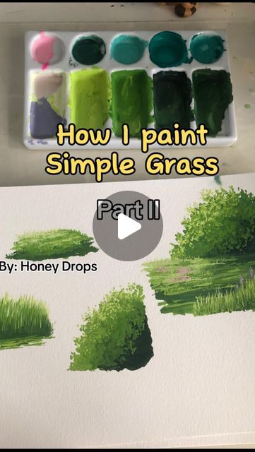 Paint Grass Acrylic, How To Paint Grass Acrylic Step By Step, How To Paint Grass Acrylic, How To Paint Grass On Canvas, Grass Painting Tutorial, Painting Grass, Book Reference, Honey Drops, Grass Painting