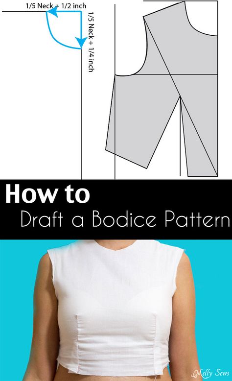 How to Make a Bodice Pattern - Draft a sloper pattern based on your own measurements to help you fit patterns to yourself. Melly Sews, Sewing Alterations, Bodice Pattern, Sew Ins, Sewing Lessons, Pattern Drafting, Sewing Projects For Beginners, Sewing Skills, Dress Sewing Patterns