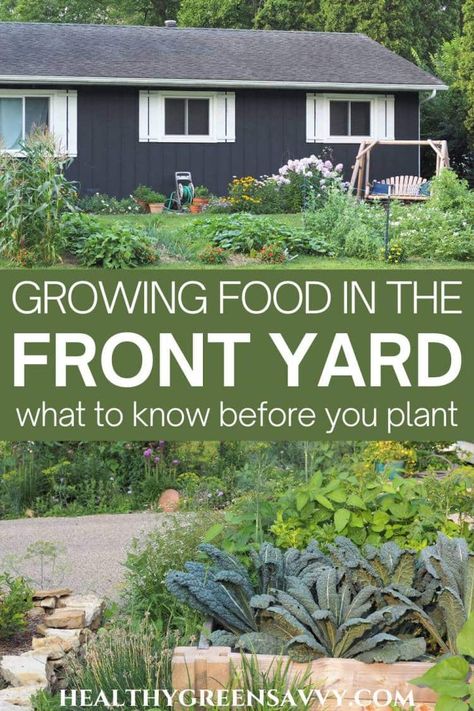 Front Yard Foodscape, Front Yard Veg Garden, Veggie Garden Front Yard, Front Yard Farming, Edible Front Garden, Urban Front Yard Vegetable Garden, Front Yard Kitchen Garden Ideas, Turn Your Front Yard Into A Garden, Front Yard Homestead