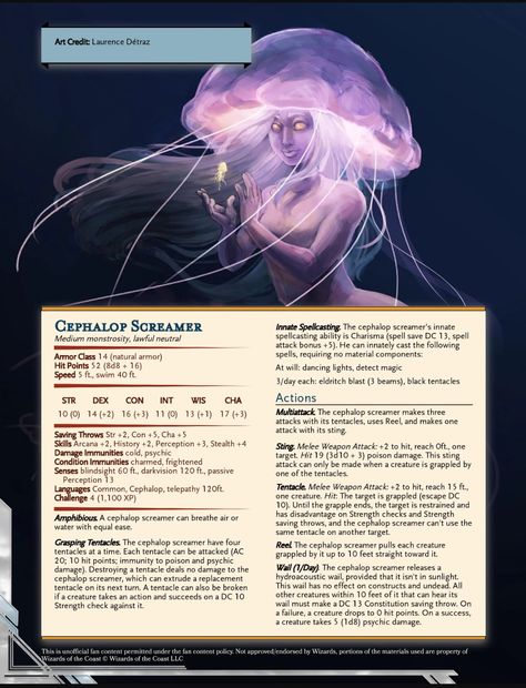 D D 5e Homebrew, Homebrew Monsters, Ocean Monsters, Dnd Stats, Dnd Races, Underwater City, Underwater Sea, D D Monsters, Dnd 5e Homebrew