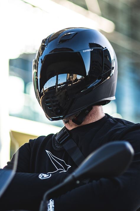 Our latest gear review includes the new ICON Airflite Stealth helmet, with revolutionary MIPS tech hidden inside. Find out what it is, and how it's going to make helmets safer. Icon Airflite Helmet, Icon Helmets, Bike Exif, Custom Helmets, Custom Bike, Moto Bike, Biker Life, Motorcycle Gear, Motorcycle Helmet