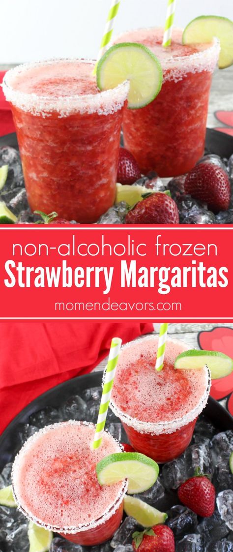 Fruity Mocktail, Strawberry Margaritas, Frozen Strawberry Margarita, Weight Watcher Desserts, Frozen Strawberry, Frozen Margaritas, Drink Recipes Nonalcoholic, Strawberry Margarita, Mocktail Recipe