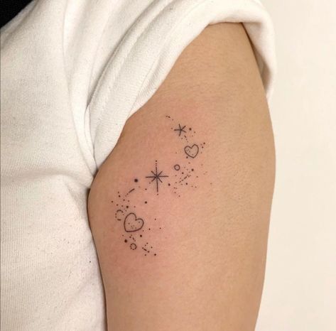 aesthetic arm tattoo inspo, heart sparkle tattoo inspiration, trendy star glitter tattoo Sparkle Tattoo, Tato Henna, Handpoke Tattoo, Cute Tiny Tattoos, Poke Tattoo, Dainty Tattoos, Aesthetic Tattoo, Dope Tattoos, Little Tattoos