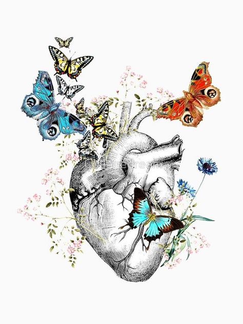 heart is in spring, love and flowers and butterflies,heart illustrations Essential T-Shirt Spring Love, Flowers And Butterflies, Human Heart, Butterflies, Unique Designs, Illustrations, Human, For Sale, Flowers