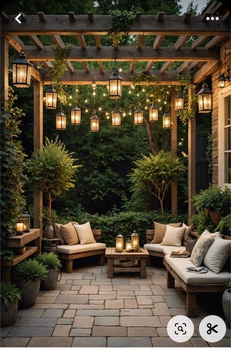 Backyard Patio Modern, Patio Cabana Ideas, Patio With Plants Ideas, Garden Living Room Outdoor, Outdoor Patio Styling, Master Suite Outdoor Patio, Outdoor Patio Pergola Ideas, Elegant Patio Decorating Ideas, Outdoor Patio Garden Ideas