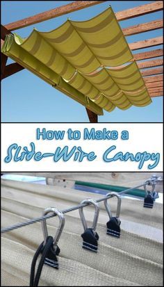 Slide Wire Canopy, Pvc Canopy, Retractable Shade, Koti Diy, Diy Canopy, Outdoor Diy Projects, Canopy Outdoor, Backyard Projects, Deck Decorating