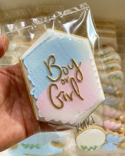 Gender Reveal Ideas Cookies, He Or She Gender Reveal Cookies, Gender Reveal Cookies Neutral, Gender Reveal Sugar Cookie Ideas, Gender Reveal Royal Icing Cookies, Gender Reveal Cookies Ideas Simple, Gender Reveal Baked Goods, Gender Reveal Decorated Cookies, He Or She Cookies