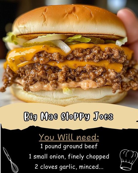 Big Mac Sloppy Joe Recipe, Big Mac Sloppy Joe, Big Mac Sloppy Joes, Big Mac Sloppy, Carnival Eats, Sloppy Joe Recipe, Meat Rubs, Joe Recipe, Dinner Sandwiches