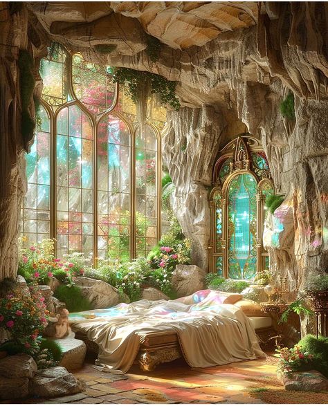 Fairy Castle Art, Enchanted Castle Aesthetic, Fairytale Home Interior, Fantasy Room Design, Magic Room Aesthetic, Fantasy Aesthetic Room, Fantasy Room Aesthetic, Dreamscape Room, Mythical Bedroom