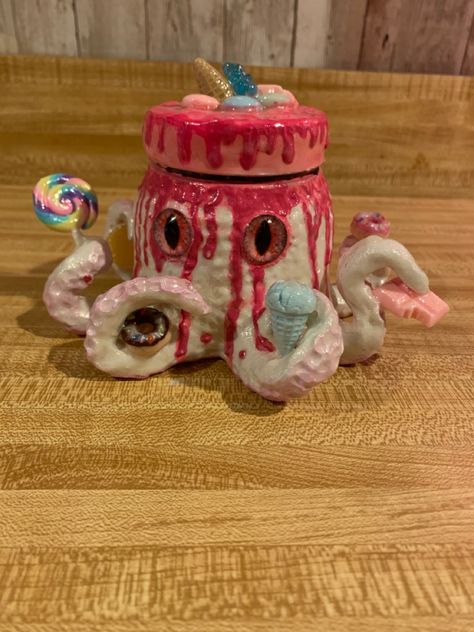 Jar Clay Ideas, Air Dry Clay Jar Ideas, Clay Containers Ideas, Diy Octopus, Air Dry Clay Jar, Clay Stash Jar Ideas, Clay Jars, Air Dry Clay Stash Jar, Clay Jars With Lids Diy