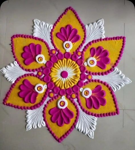 Diwali Rangoli Designs 2022: Simple Beautiful Diwali Rangoli - Easy Rangoli Art, Drawing Diwali Rangoli Designs, Rangoli For Diwali, Simple Flower Rangoli, Dot Kolam, Easy Rangoli Designs Videos, Very Easy Rangoli Designs, Diwali Pictures, Rangoli Designs Photos, Rangoli Designs Simple Diwali