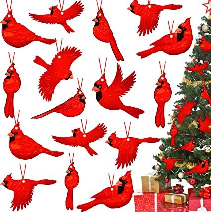 Red Cardinal Christmas, Cardinals Birds, Red Christmas Ornaments, Cardinal Christmas, Cardinal Ornaments, Holiday Wall Decor, Red Christmas Tree, Christmas Bird, Cadeau Diy