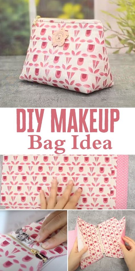 Easy Makeup Bag Pattern, Makeup Pouch Pattern Free, Sewing Make Up Bag Free Pattern, Easy Sew Makeup Bag, Handmade Makeup Bags Free Pattern, Sewing Pattern Cosmetic Bag, Cosmetic Bag Pattern Free Zipper Pouch Tutorial, Cosmetic Bag Sewing Pattern Free, Cosmetic Bag Pattern Free Easy To Sew