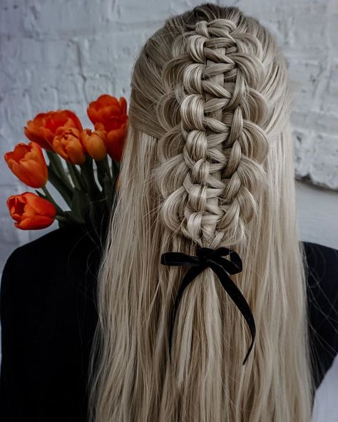 Macrame Braid, Loose Side Braids, Double Ponytail, Ribbon Braids, Dutch Braids, Pigtail Braids, Low Maintenance Hair, Ribbon Hairstyle, Clip Hairstyles