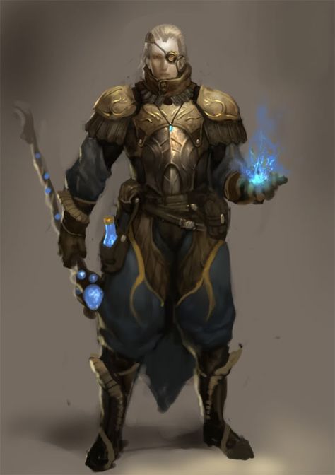 Half Elf Artificer, Artificer Armorer, Elf Artificer, Battle Mage, Half Elf, Fantasy Portraits, Dungeons And Dragons Characters, Fantasy Male, Fantasy Armor