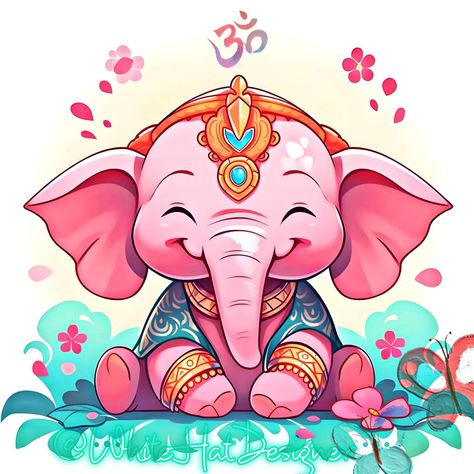 Cute Ganapati Drawings, Cute Ganesha Illustration, Cute Ganpati Drawing, Baby Ganesha Drawing, Cute Ganesha Painting, Cute Ganpati Bappa Drawing, Cute Ganesha Pics, Baby Ganesha Cute, Ganesha Digital Art