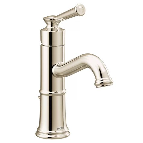 Moen Belfield Single Hole Bathroom Faucet with Drain Assembly & Reviews | Wayfair Polished Nickel Bathroom Faucet, Polished Nickel Bathroom, Moen Faucets, Nickel Bathroom, Custom Countertops, Conserve Water, Single Hole Bathroom Faucet, Shower Valve, Faucet Handles