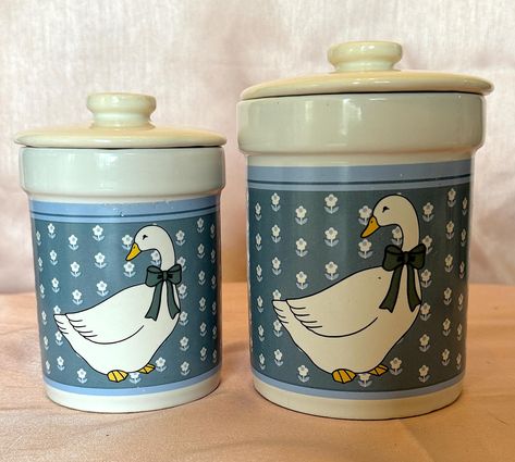 Kitchen Canisters, Big Houses, Blue Ribbon, Canisters, Kitchen Decor, Floral, Blue, Pattern