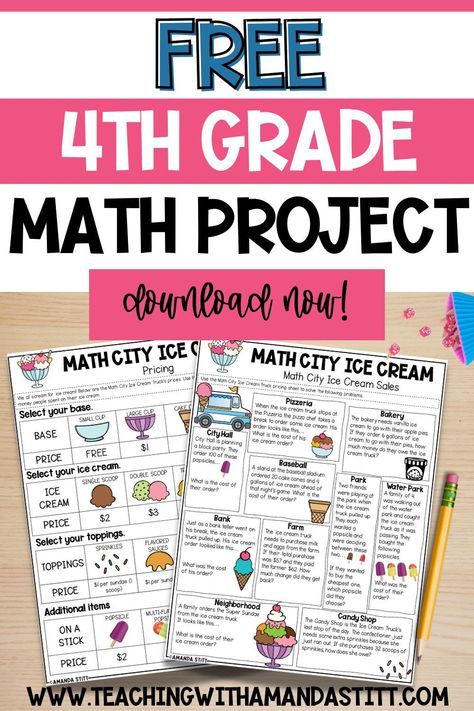 Download this free 4th grade math project that will engage your students and provide meaning around standards-based math skills. This Math City project includes activities for place value, operations and algebraic thinking, fractions, measurement, and geometry skills. Use this real world math project to teach students how math is used in the real world and to build problem solving skills. This activity includes a differentiation option and an activity for early finishers. Grab your free project! Math City, Third Grade Math Activities, Math Early Finishers, Free Math Resources, Math Activities Elementary, City Project, Algebra Activities, Algebraic Thinking, Fifth Grade Math