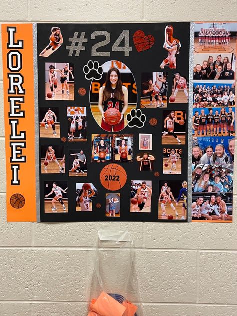 Senior Board Basketball, Eighth Grade Night Volleyball Posters, Girl Basketball Senior Night Poster, Basketball Senior Night Posters Ideas, Basketball Senior Night Posters Boys, Senior Posters Basketball, Senior Night Girls Basketball, Senior Night Pictures, Senior Poster Board Ideas Basketball