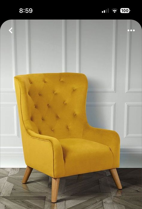 Poltrona Design, Yellow Armchair, Comfortable Living Room Chairs, Armani Casa, Antique Dining Chairs, Yellow Sofa, Yellow Chair, Interior Vintage, Yellow Living Room