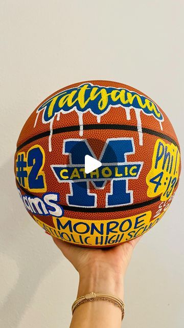 Painted Basketball Ideas, Painted Basketball, Basketball Room Decor, Basketball Painting, Basketball Senior Night, Basketball Room, Game Posters, Paint Games, Basketball Party