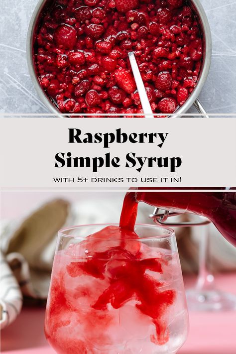 This Raspberry Simple Syrup is a great syrup to have on hand for any iced drinks or cocktails. You can also add it to your water to add fun flavor. It takes less than 30 minutes to make and lasts for about 2 weeks in the fridge. You only need raspberries, water, sweetener, and vanilla extract. The full recipe is on The Healthful Ideas blog! Raspberry Simple Syrup, Southern Foods, Raspberry Drink, Strawberry Simple Syrup, Simple Syrup Cocktails, Raspberry Cocktail, Soda Syrup, Syrup Recipes, Drink Syrups