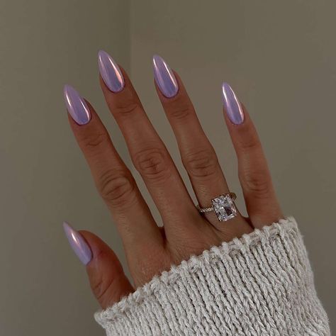 Colourful Nails, Purple Chrome Nails, Light Purple Nails, Chrome Nails Designs, Lilac Nails, Purple Nail Designs, Lavender Nails, Modern Nails, Colorful Nails