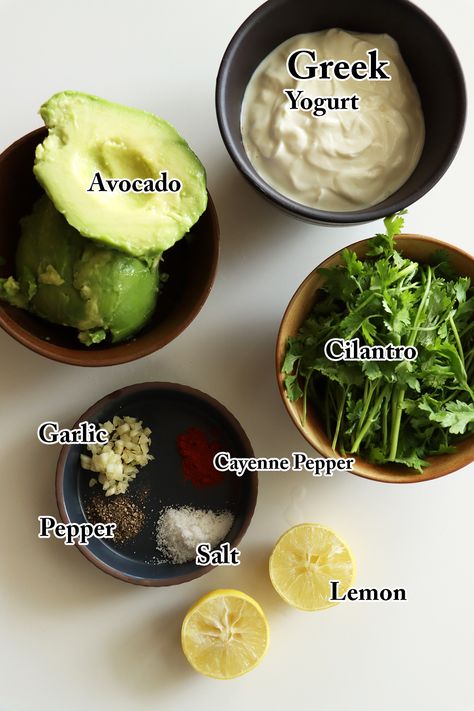 Avocado Lunch Recipes, Dip With Greek Yogurt, Cilantro Dip, Creamy Avocado Dip, Avocado Yogurt Dip, Avocado Lunch, Avocado Yogurt, Greek Yogurt Dips, Salad Dressing Recipes Homemade