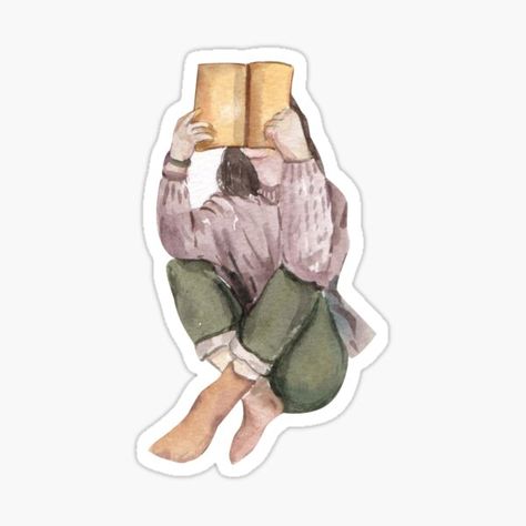 "A girl reading" Sticker for Sale by BookishSpace1 | Redbubble Reading Journal Stickers, Studying Girl, Reading Stickers, Punny Cards, Girl Reading Book, Preppy Stickers, Kindle Book Cover, Printable Collage Sheet, Printable Books