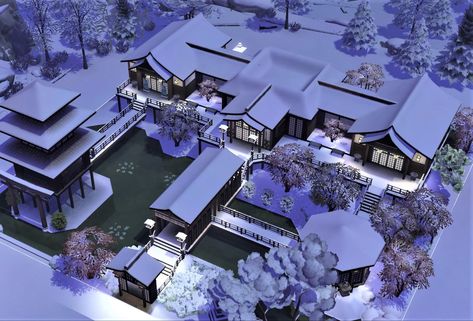 Chinese Mansion Traditional, Rich Japanese House, Sims 4 Chinese House, Japanese Mansion Floor Plan, Traditional Japanese Mansion, Chinese House Design, Japanese Estate, Japanese Mansion, Traditional Chinese House