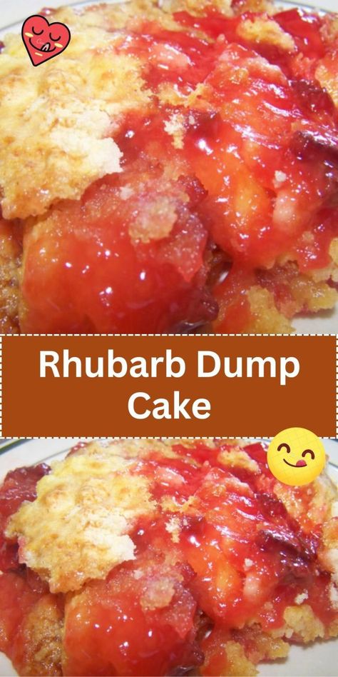 Rhubarb Dump Cake Rhubarb Dump Cake, Easy Rhubarb Recipes, Rhubarb Desserts Recipes, Rhubarb Dump Cakes, Best Rhubarb Recipes, Rhubarb Coffee Cakes, Easy Cake Recipe, Dump Cake Recipe, Rhubarb Desserts