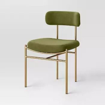 Armless Chairs : Dining Chairs : Target Velvet Dining Room Chairs, Gold Dining Chairs, Upholstered Dining Bench, Olive Green Velvet, Green Dining Chairs, Kursi Bar, Brass Legs, Dining Room Seating, Mid Century Desk