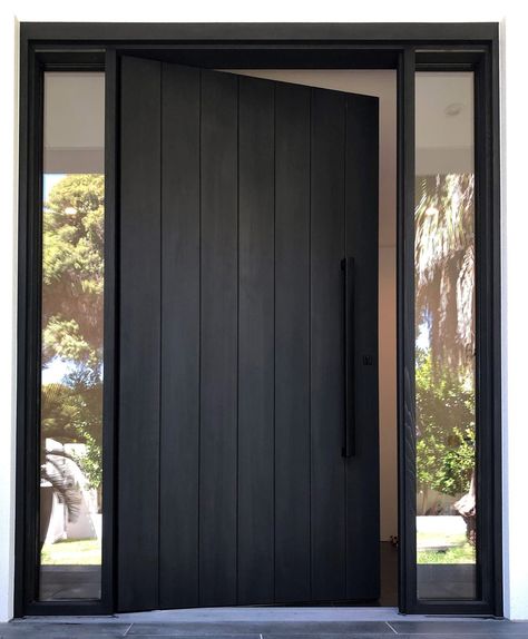 Modern Home Front Door, Modern From Door, Large Modern Front Door, Wood Modern Front Door, Large Black Front Door, Large Wood Front Door, Black Wood Front Door, Diy Modern Front Door, Big Doors Entrance House