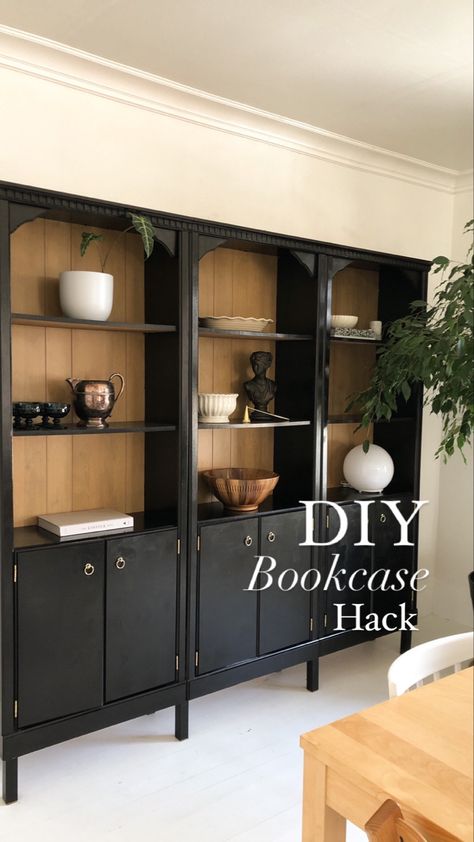 Diy bookcase hack makeover bookshelf tutorial Diy Bookcase Makeover, Cheap Bookcase, Diy Bookcase, Bookcase Hack, Bookshelf Makeover, Bookcase Makeover, Tutorial Painting, Ikea Bookcase, Black Bookcase