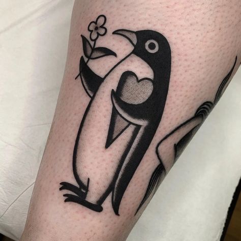 BLACK&GRAY TATTOO | ADF tattoo Amsterdam Traditional Tattoo Animals, Traditional Tattoo Black And Grey, Black Gray Tattoo, Penguin Tattoo, Cuff Tattoo, Gray Tattoo, Traditional Tattoo Inspiration, American Traditional Tattoo Ideas, Traditional Tattoo Ideas