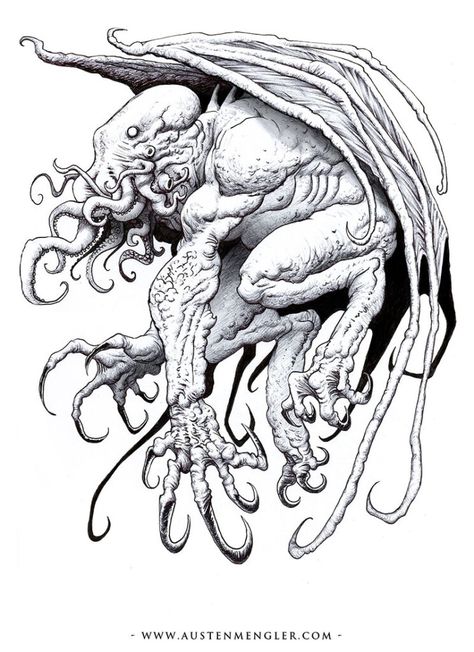 The Best Cthulhu Art from the Lovecraft Mythos - Mega Pencil Horror Images, Cthulhu Tattoo, Lovecraft Art, Cthulhu Art, Lovecraft Cthulhu, Lovecraftian Horror, Hp Lovecraft, Cthulhu Mythos, Cosmic Horror