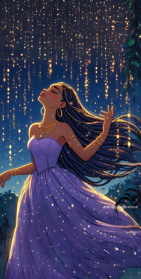 Disney Princesses, Stars, Disney, Purple, Hair, Art