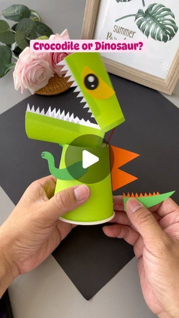 Big Mouths, Dinosaur Crafts Kids, Plastic Cup Crafts, Crocodile Craft, Diy With Kids, Paper Dinosaur, Paper Cup Crafts, Craft Work For Kids, Tutorial Origami