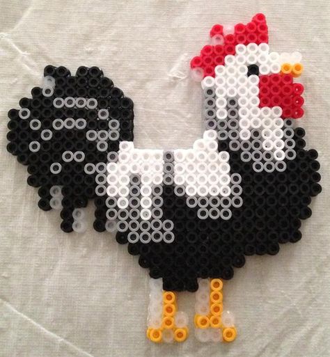 Rooster perler beads by John H. -Perler® | Gallery Melty Bead Patterns, Fuse Bead Patterns, Hama Beads Design, Perler Crafts, Related Post, Hama Beads Patterns, Diy Perler Beads, Melting Beads, Iron Beads