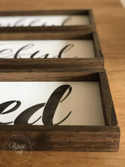 How to Make DIY Your Own Farmhouse Signs the Easy Way | Hometalk Essential Stencils, Brown Wood Trim, Kitchen Sign Diy, Farmhouse Signs Diy, Wooden Kitchen Signs, Key Holder Diy, Stencils Tutorials, White Sign, Diy Letters