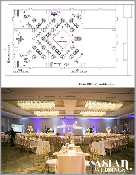 500+ guest floor plan for Indian wedding reception. Peacock theme wedding in gold and white. Aubergine lighting and custom peacock gobo. Luxury gold reception in Minneapolis, MN. Classic gold chiavari chairs with white and gold linens. Hilton Minneapolis wedding. #sawourweddings #sawourdesigns #indianwedding #indianweddingminnesota #southasianwedding #peacockwedding weddingdesigner #floorplan #tallwhitecenterpiece Peacock Theme Wedding, Gold Reception, Gold Chiavari Chairs, White Centerpiece, Peacock Theme, Indian Wedding Reception, Floor Plan Layout, Minneapolis Wedding, Peacock Wedding