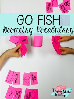 Need some ideas for making mastering geometry vocabulary more fun? Check out four games I play with my students! Flash cards and study ideas included! Your 3rd, 4th, 5th, and 6th grade classroom or home school students are going to LOVE the different activities they can play, and you're going to love that the games teach necessary geometric skills. Great for test prep, review, and much more {third, fourth, fifth, sixth graders - math stations or centers} Study Strategy, Geometry Vocabulary, Increase Vocabulary, Geometry Lessons, Teaching Geometry, Geometry Activities, Dimensional Shapes, Equivalent Fractions, Math Vocabulary