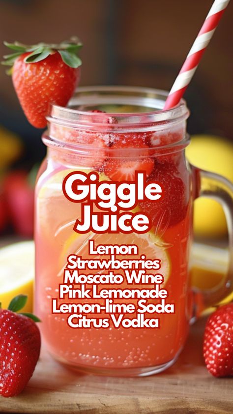 Giggle Juice Lemon Cocktails, Giggle Juice, Summer Punch, Strawberry Cocktails, Fun Drinks Alcohol, Lemon Cocktail, Moscato Wine, Alcholic Drinks, Citrus Cocktails